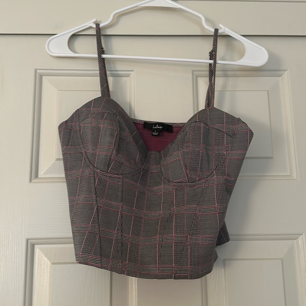 Large grey, black and red tank top from Lulus
